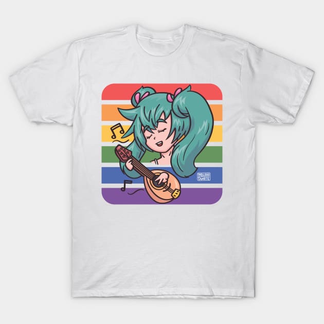 Pride Hatsune Miku Bandolin - Summer Gaming T-Shirt by PabloooDuarte